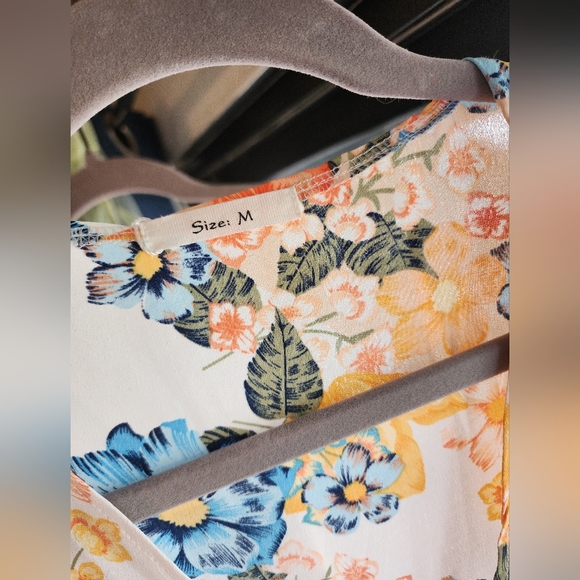 Women's Floral High Low Maxi Wrap Dress Short Sleeve V Neck Flowy Front Slit Tie - Picture 5 of 5